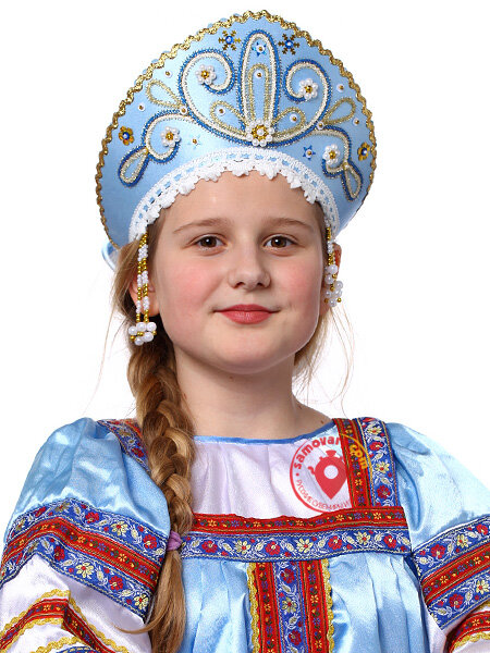 Кокошник голубой "Девичий"