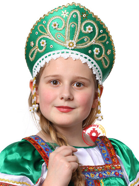 Кокошник зеленый "Девичий"