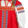 Русский народный костюм "Забава" детский льняной красный сарафан и блузка