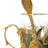 Подстаканник Златоуст позолоченный - набор для чая "Виктория" (ложка, тарелка, хрусталь)